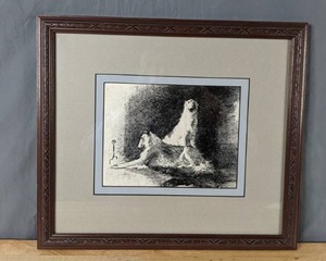 lot 165 image: Framed and Matted Borzoi Dog Art - X