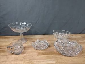 lot 192 image: Collection of Antique American Cut Glass Dish, Bowls and Creamer - X