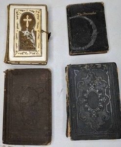 lot 215 image: Antique Religious Book Collection Bibles, Proverbs, and More - X