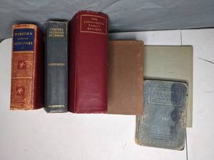 lot 211 image: Collection of Vintage Books Websters Dictionaries, The Longstreth Family Records and More - X