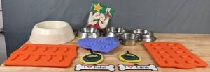 lot 252 image: Dog Supplies Bowls, Baking Molds, & More - X