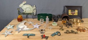 lot 274 image: Lot of Wall Decor, Interesting Variety of Hooks, Small Decorative Objects and More - X
