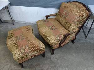 lot 240 image: Vintage Chair and Ottoman - N