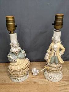 lot 332 image: Pair of Vintage Colonial Man & Woman Lamp Bases - N