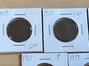 (5) Assorted Wheat Cents