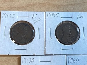 (5) Assorted Wheat Cents -- Semi Key Date
