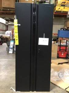 Husky Regular Duty Welded 24-Gauge Steel Freestanding Garage Cabinet in Black (31 in. W x 75 in. H x 20 in. D) HAS Dents (review pictures) has damage