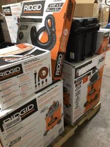 Mixed Pallet of Assorted Ridgid Tile Saw, Shop Vaccums and Hose Accessories (review pictures) open box