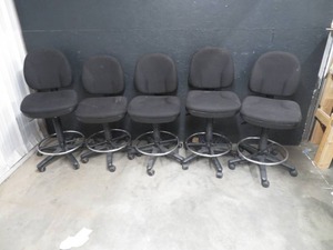 5 BLACK OFFICE CHAIRS (1ST SET)