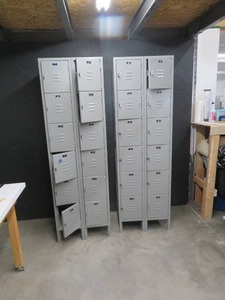 2 SETS OF 2 X 6 INDUSTRIAL LOCKERS (12 INDIVIDUAL LOCKERS PER SET)
