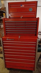 Large 8-Drawer Snap-On Roll-Away Tool Chest with a Napa Lift-Off 12 Drawer Tool Chest