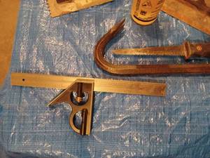3-Cement Towels, 2-Sheet Rock Sanders, Sliding T Bevel, Crow Bar, Small Hand Saw, and Chalk Line Chalk