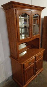 2-Piece China Hutch - 40-inches Wide by 78-inches Tall by 19-inches Deep with 2-Lined Silverware Drawers