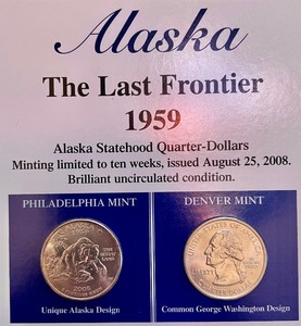 Alaska The Last Frontier 1959 Statehood Quarters