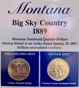 Montana Big Sky Country 1889 Statehood Quarters