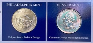 South Dakota Mount Rushmore State 1889 Statehood Quarters