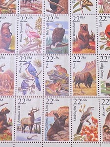 1987- 22 Cent United States American Wildlife Stamp Uncut Pane