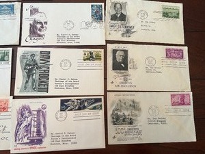 Variety of First Day Issue Stamps on Envelopes