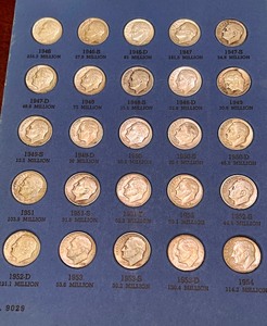 Partial Set Roosevelt Dime Collection