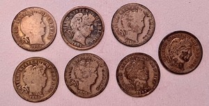 (7) Vintage U.S. Barber Dimes