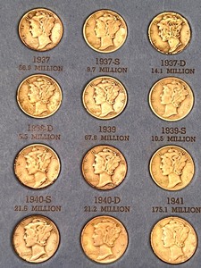 Partial Mercury Dime Collection