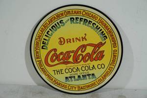 lot 29 image: Vintage Look Coca-Cola Tin Sign