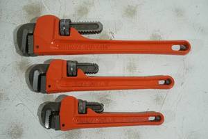lot 92 image: Heavy Duty Pipe Wrenches - 8, 10, 14