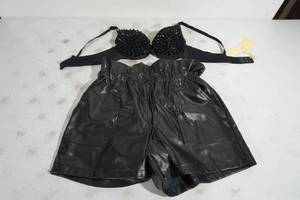 lot 164 image: Studded Bra and Black Faux Leather Shorts