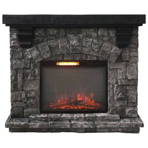 lot 138 image: 44 Stone Front Electric Fireplace with Mantel - Cracked Top