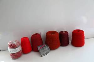 Six Skeins Of Red Yarn--One Is Yeoman Poodle & One Is Tamm Diamante