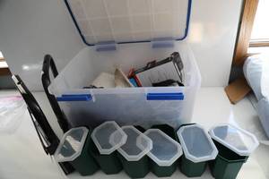 Plastic Bin W Lid--Contains Six Plastic Containers With Lids--Misc. Items-Kwikset Bedroom & Bath Decorative Door Knob