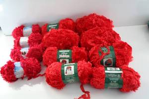 Twelve Skeins Of Bernat Boa Holidays Yarn-Red