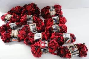 Fourteen Skeins Of Bernat Yarn---Red & Black