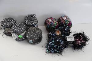 Eight Skeins Of Dark Colors Yarn--Bernat Matrix & Lion Brand Trellis