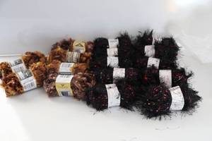 Six Skeins Of Browns Fashion Eight Yarn---Ten Skeins Of Variegated Moda-Dea Fur Ever Yarn