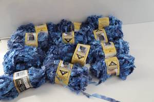 Twelve Skeins Of Bernat Boa Fashion Eight Variegated Blues Yarn