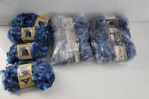 Ten Skeins Of Bernat Boa Fashion Eight Variegated Blues Yarn