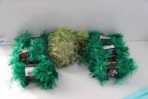 Six Skeins Of Green Fun Fur Yarn-One Skein Of Celery Green Yarn