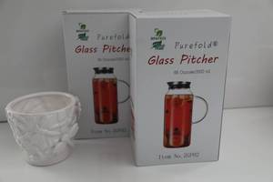 BPA Free Pure fold Glass Pitcher   Item No.  ZGP02   68 Ounces2000mL--Milk Glass Flower Vase