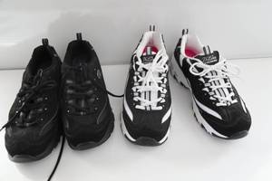 Black Sketchers Tennis Shoes-Wide Fit-Size 10-Black & White Deluxe Sketchers Tennis Shoes-Size 11