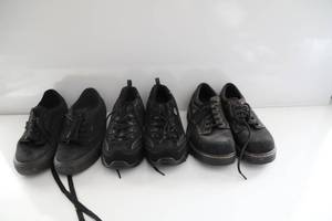 Three Pair Of Black Shoes-Sketchers Air-Cooled Memory Foam--Vans Deluxe Comfort-Orth Olite