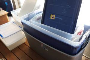 Storage Bins--Different Colors And Sizes With Lids