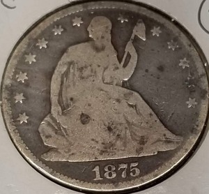 1875-CC CARSON CITY US SEATED LIBERTY HALF DOLLAR