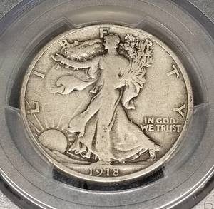 1918-D WALKING LIBERTY HALF VG10 PCGS