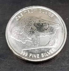 1 TROY OZ .999 FINE SILVER INDIAN BUFFALO DESIGN