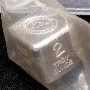 2 TROY OZ .999 FINE SILVER DICE CHUNK BY YPS YEAGER SEALED