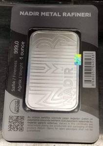 1 TROY OZ .999 FINE SILVER BAR NADIR REFINERY CARDED-SEALED