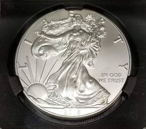 2018 AMERICAN SILVER EAGLE MS70 NGC BLACK MERCANTI SIGNED FIRST RELEASE