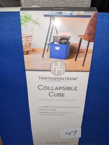 lot 47 image: 5 Fabric Storage Cubes - Blue, Black & White