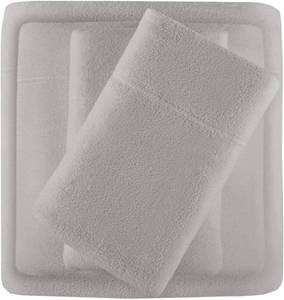 lot 25 image: True North by Sleep Philosophy Micro Fleece Deep Pocket Bed Sheet Set, King, Grey, 4 Piece